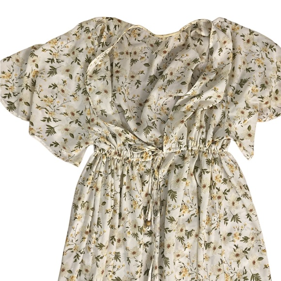 3rd Malt 3XL Wrap-Front Floral Dress-white and yellow - Picture 2 of 6